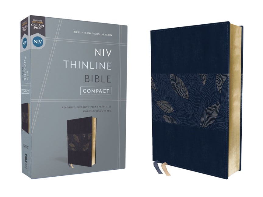 Item #339351 NIV, Thinline Bible, Compact, Leathersoft, Blue Floral, Red Letter, Comfort Print....