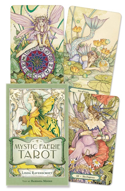 Item #321476 Mystic Faerie Tarot Deck. Barbara Moore, Linda, Ravenscroft