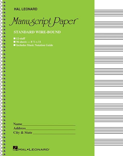 Item #334498 Standard Wirebound Manuscript Paper (Green Cover