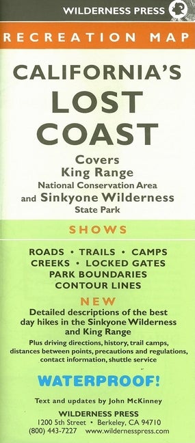 Item #328152 MAP Californias Lost Coast Rec (Wilderness Press Maps). Wilderness Press