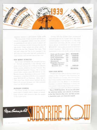 Item #101417 Your Investment for '39 Means More Business for All: 1939 World's Fair on San...