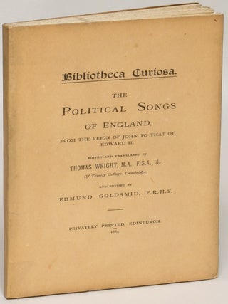 Item #124241 The Political Songs of England: From the Reign of John to that of Edward II...