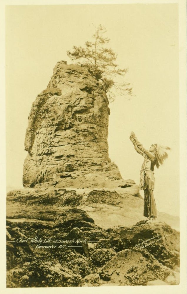 Item #144131 Chief White Elk at Siwash Rock [RPPC]. Gowen Sutton Co.