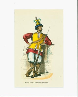 Item #144274 [Soldier from Vietnam, Handcolored Lithograph, 1843] Soldaat van het Anamsche...