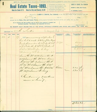 Item #144985 Real Estate Taxes - 1893 - for City and County of San Francisco Relating to the...