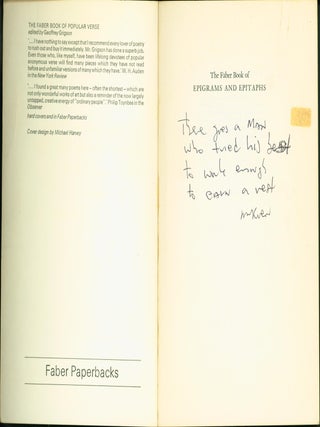 The Faber Book of Epigrams & Epitaphs