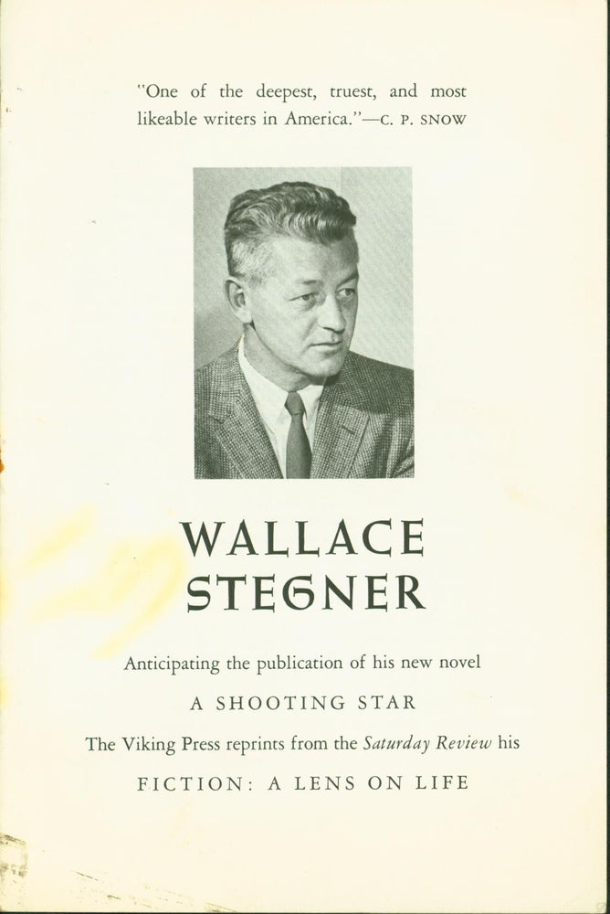 Item #182453 Fiction: A Lens on Life. Wallace Stegner.