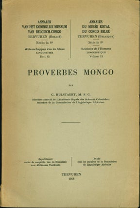 Item #200922 Proverbes Mongo. G. Hulstaert