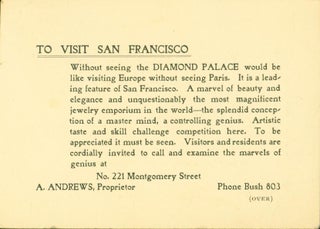 Item #206516 Diamond Palace (San Francsico) Promotional Card