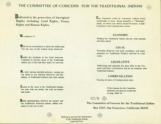 Item #206526 The Committee of Concern for the Traditional Indian [caption title