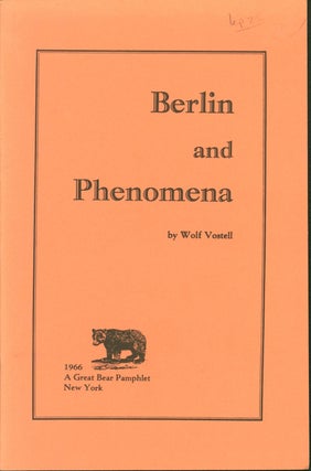 Item #207050 Berlin and Phenomena. Wolf Vostell