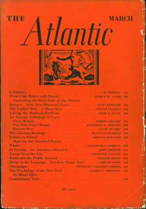 Item #207550 Atlantic Monthly: March 1936 (Vol. 157 No. 3). John Cheever