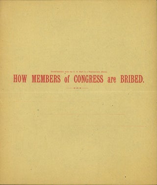 Item #209946 How Members of Congress Are Bribed. Adolph? Sutro