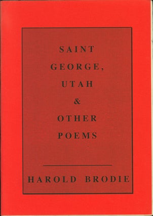 Item #211523 Saint George, Utah and Other Poems. Harold Brodie