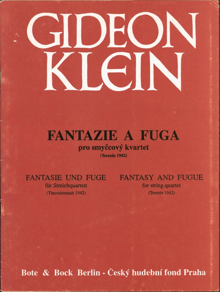 Item #223199 Fantazie a fuga [Cover title]. Gideon Klein.