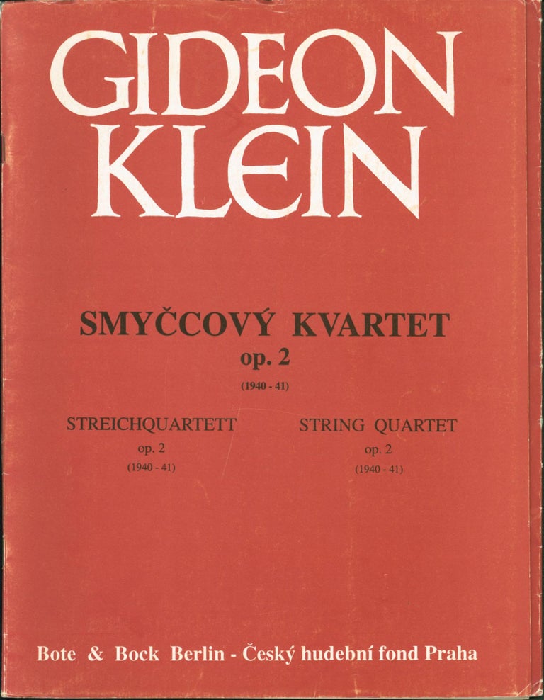 Item #223200 Smyccovy kvartet op. 2: Streichquartett / String quartet [Cover title]. Gideon Klein.