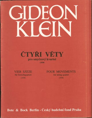 Item #223201 Ctyri vety: Pro smyccovy kvartet [Cover title]. Gideon Klein