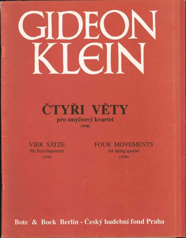 Item #223201 Ctyri vety: Pro smyccovy kvartet [Cover title]. Gideon Klein.