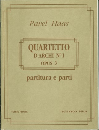 Item #225323 String Quartet No. 1 (in C sharp minor) Opus 3 (1920). Pavel Haas