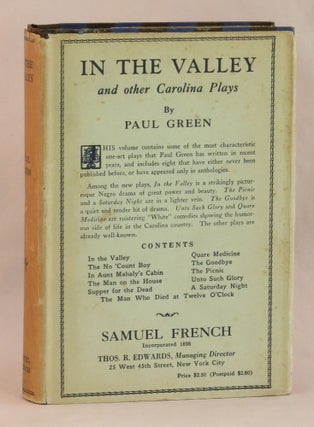 Item #262026 In the Valley and Other Carolina Plays. Paul Green