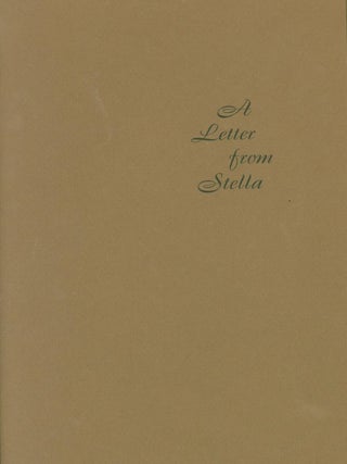 Item #263425 A Letter From Stella: AQn Epilogue to the Publication of C-S The Master Craftsman....