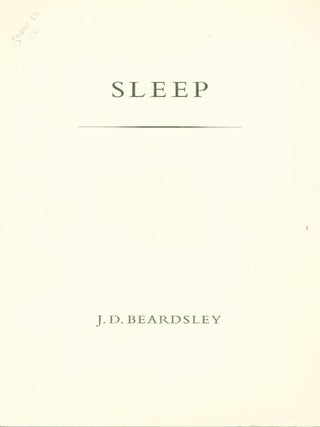 Item #264398 Sleep. J. D. Beardsley