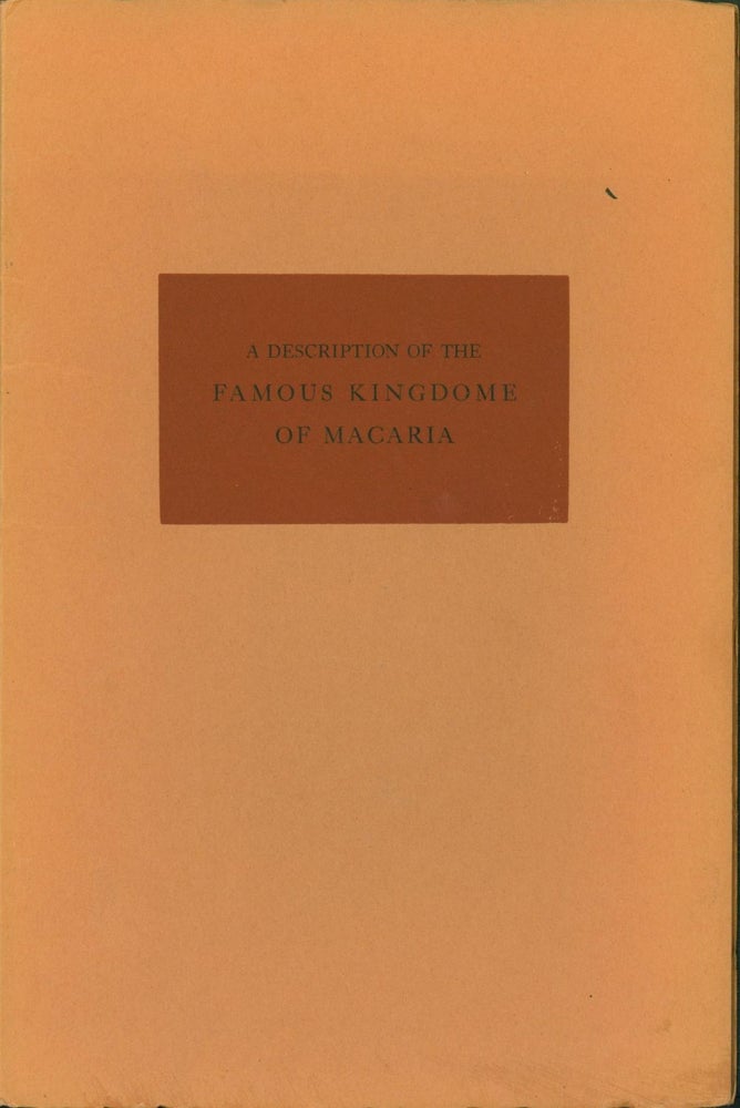 Item #264683 A facsimile edition of Samuel Hartlib's 1641 pamphlet: A Description of the Famous Kingdome of Macaria. Samuel Hartlib, Richard H. Dillon.