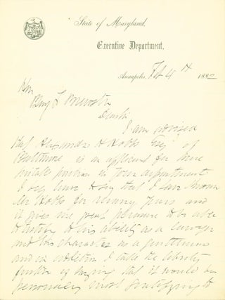 Item #264794 Holograph Letter. William T. Hamilton