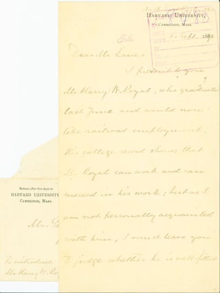 Item #264804 Holograph Letter. Charles Eliot