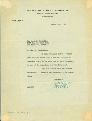 Item #264806 Typed letter signed. A. Farley, ames