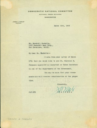 Item #264806 Typed letter signed. A. Farley, ames