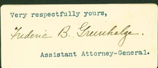 Item #264871 Frederic Greenhalge [Signature]. Frederic B. Greenhalge