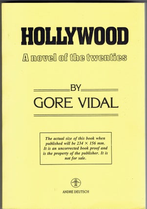 Item #264931 Hollywood: A Novel of the Twenties [Uncorrected proof]. Gore Vidal