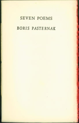 Item #265389 Seven Poems. Boris Pasternak, George L. Kline