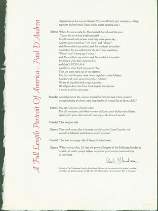 Item #265533 A Full Length Portrait of America (broadside). Paul D'Andrea