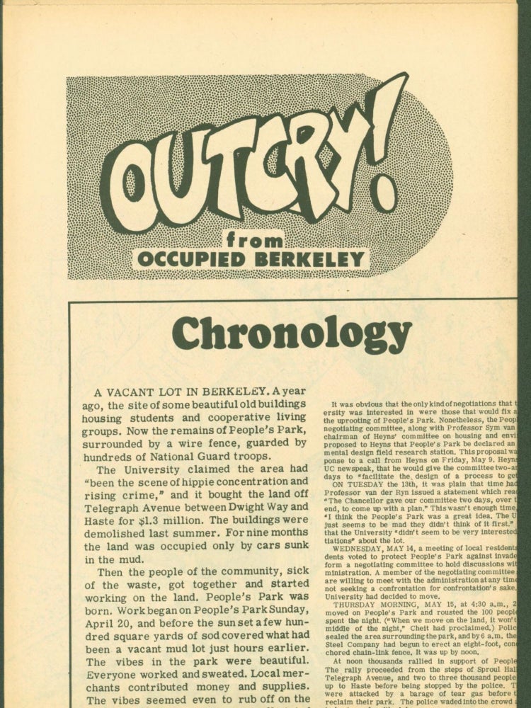 Item #266186 Outcry from Occupied Berkeley (Outcry #2). UC Berkeley, Radical Student Union.