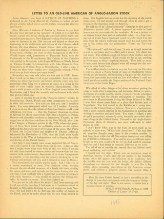 Item #266547 Letter to an Old-Line American of Anglo-Saxon Stock. Louis Adamic
