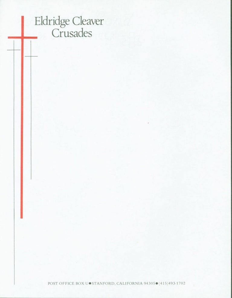 Item #267059 Eldridge Cleaver Crusades (letterhead). Eldridge Cleaver.