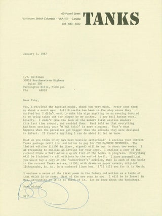Item #267060 Typed letter signed. William Hoffer, Bill