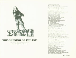 Item #267166 The Opening of the Eye (broadside). Ken Wainio
