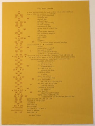 Item #267208 Yod Beth Letter (broadside). David Meltzer