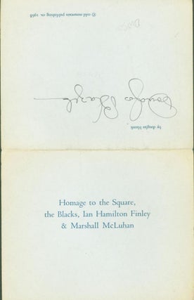 Item #267286 Homage to the Square, the Blacks, Ian Hamilton Finley & Marshall McLuhan...