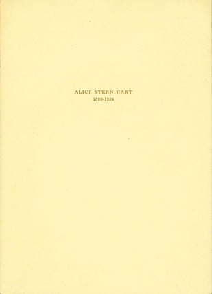 Item #267416 Alice Stern Hart 1889 - 1936. Alfred M. Bender