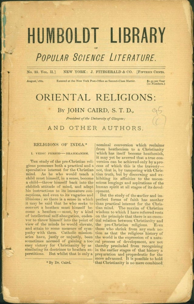 Item #267428 Oriental Religions. John Caird, and other authors.