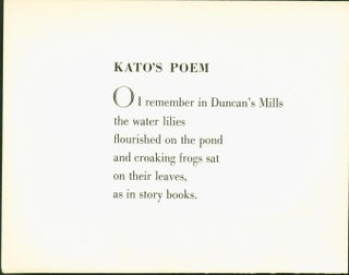 Item #268592 Kato's Poem. David and Kato Kherdian