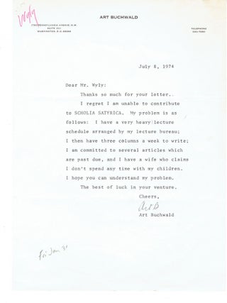 Item #268593 Typed Letter, Signed (TLS). Art Buchwald
