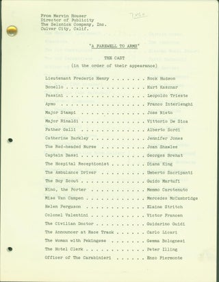 A Farewell to Arms (preliminary publicity packet for film))