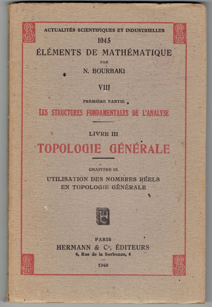 Item #269027 Elements De Mathematique VIII (Livre III). N. Bourbaki.