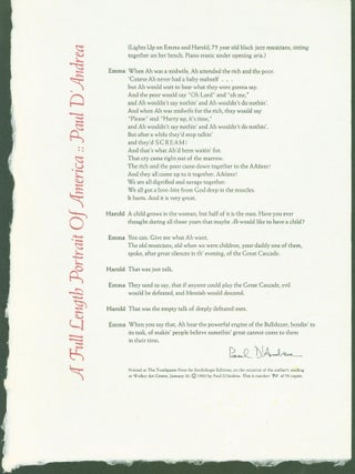 Item #269048 A Full Length Portrait of America (broadside). Paul D'Andrea