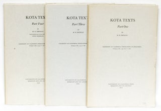Item #269953 Kota Texts: Part One, Three, Four (3 monographs). M. B. With folk-tale Emeneau,...